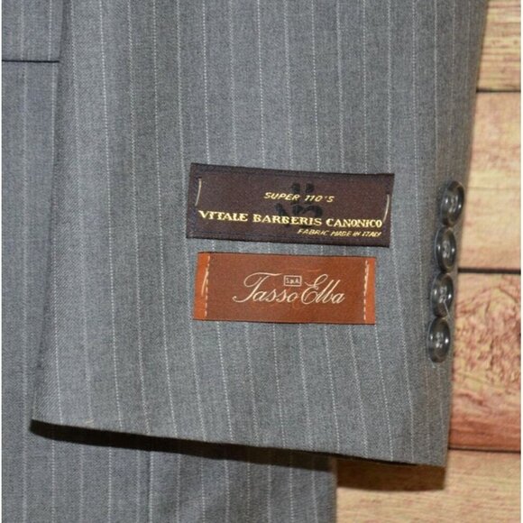 NWT Tasso Elba Blazer Mens 42L Gray Pinstripe Super 110s Wool Suit Jacket Career - Picture 5 of 13